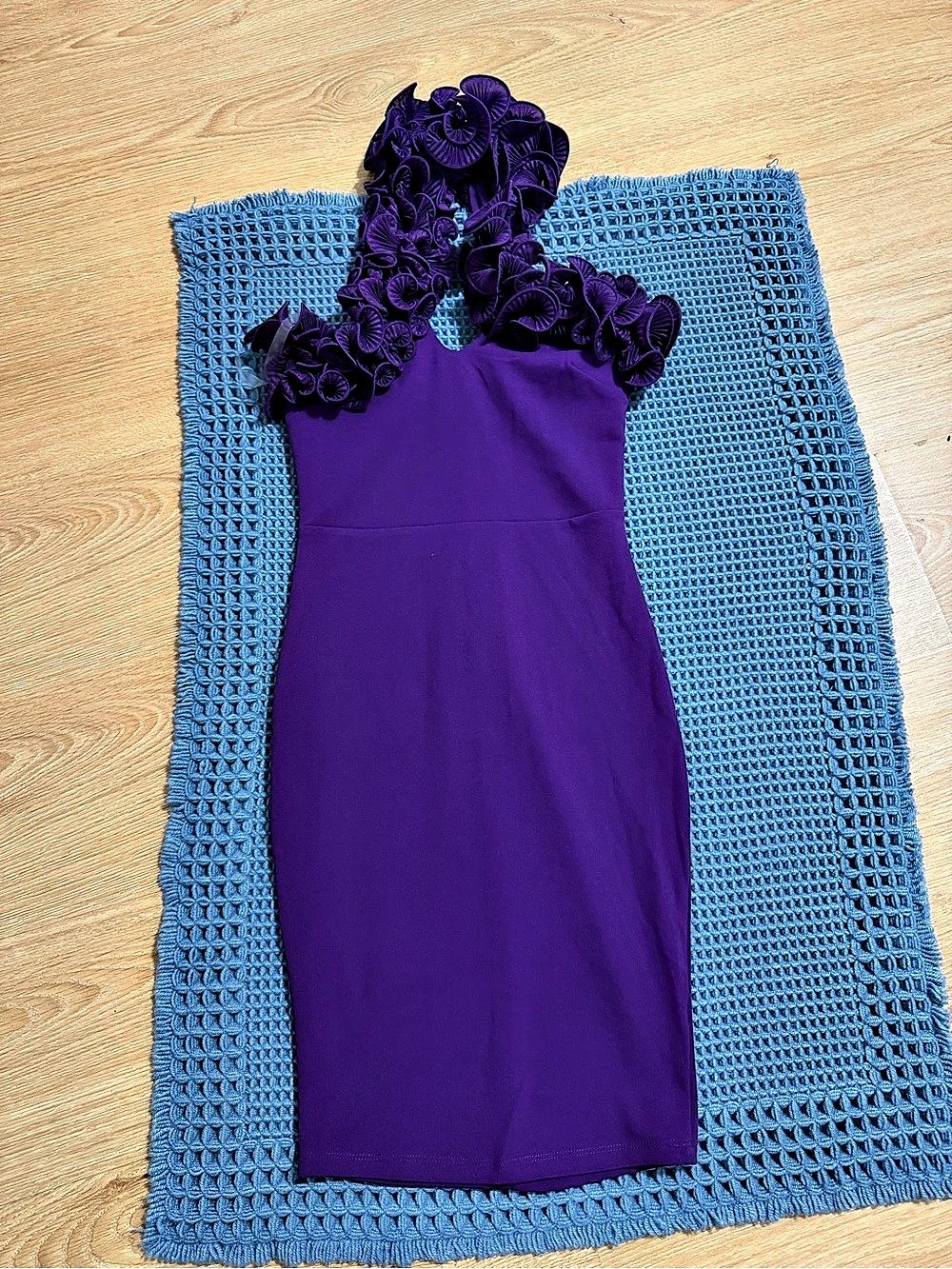 ASOS DESIGN Floral Trim Mini Dress in Purple Size XS NWT